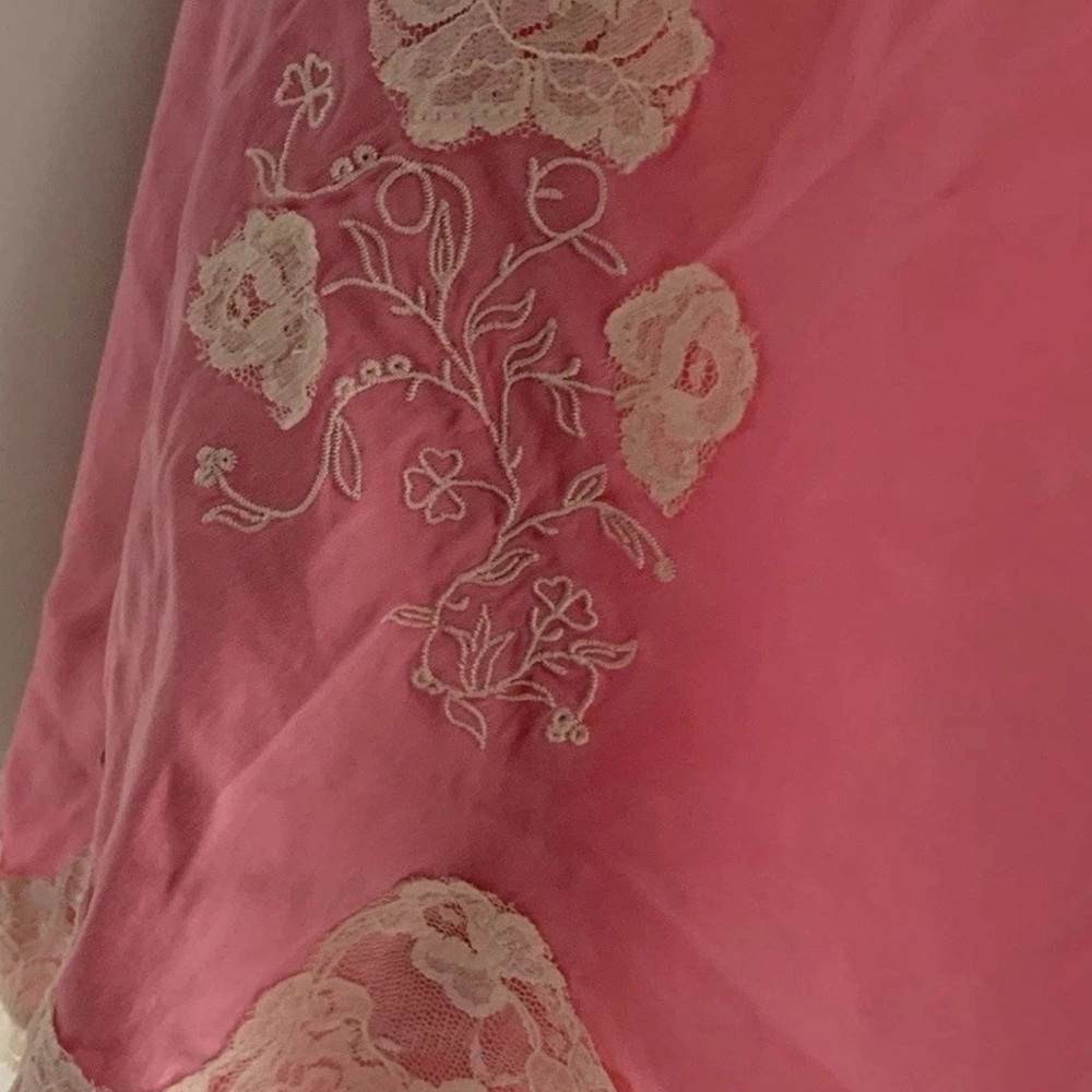 Y2K babydoll micro slip dress 100% silk & lace powder pink bust floral details